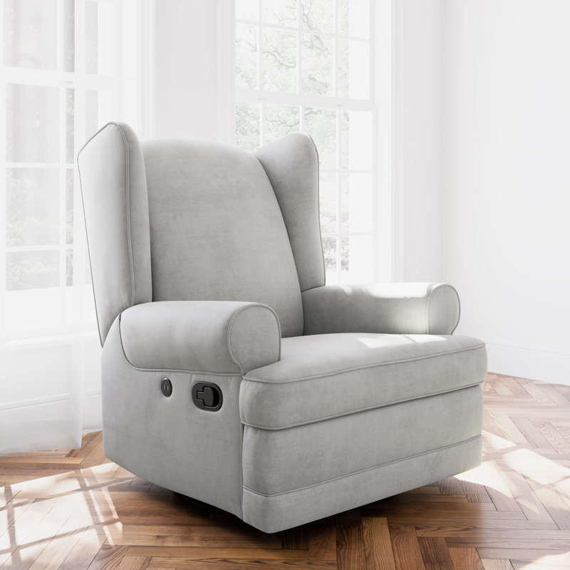 Storkcraft Serenity Swivel Reclining Glider Rocking Chair with USB